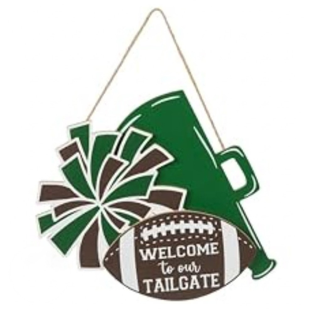 Welcome to our Tailgate Football Megaphone Sign Pom Poms Fall Sports Cave Decor
